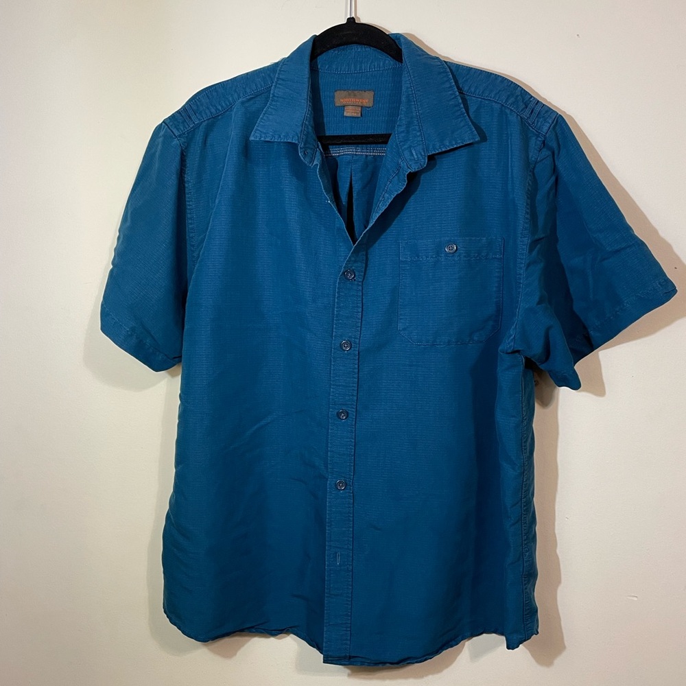 Northwest Territory Men’s Blue Button Down Mens XL Short‎ Sleeve Shirt
